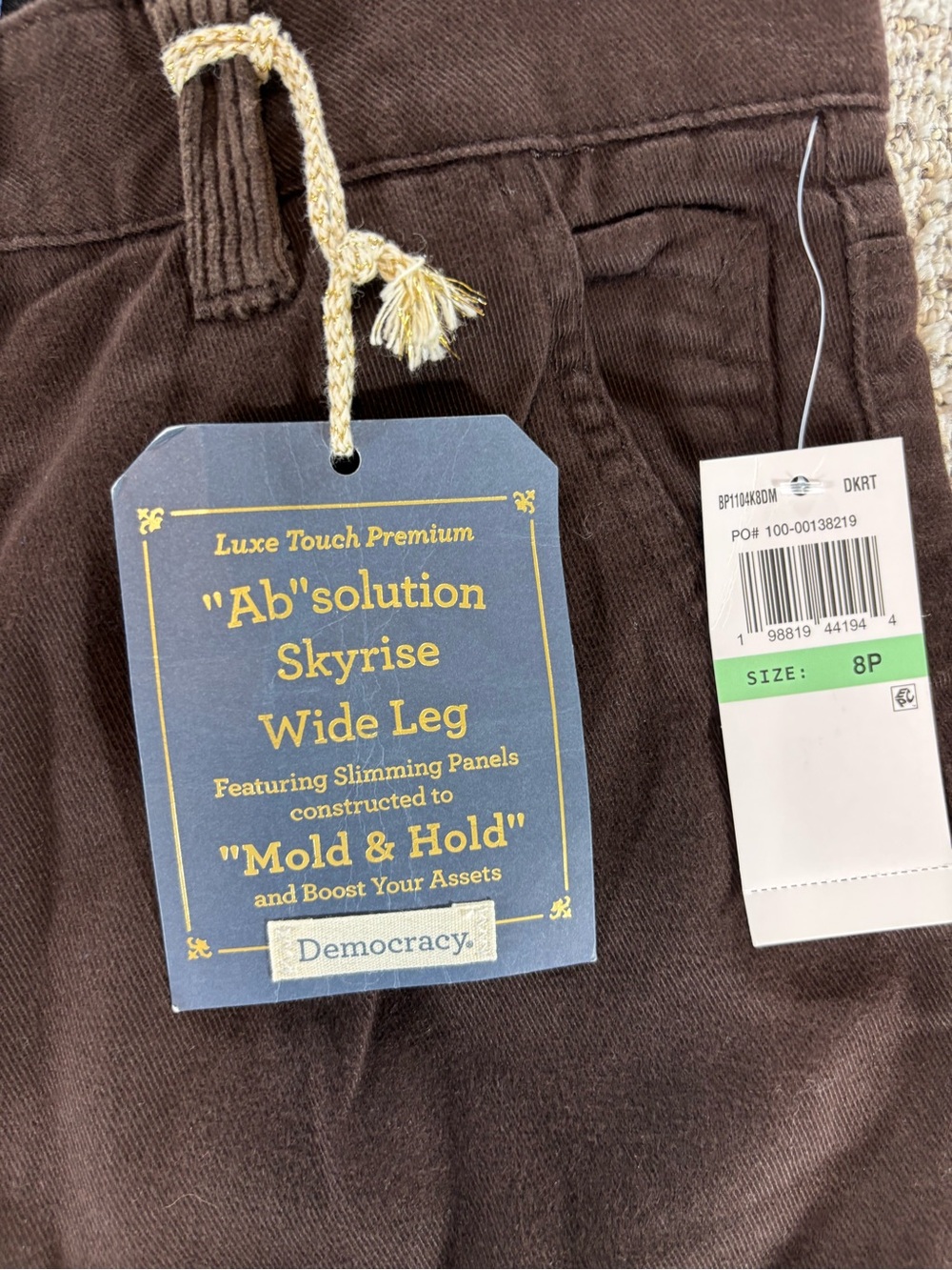 NWT Democracy Ab-solution Women’s Size 8P Brown Skyrise Wide Leg Pants - Picture 3 of 11